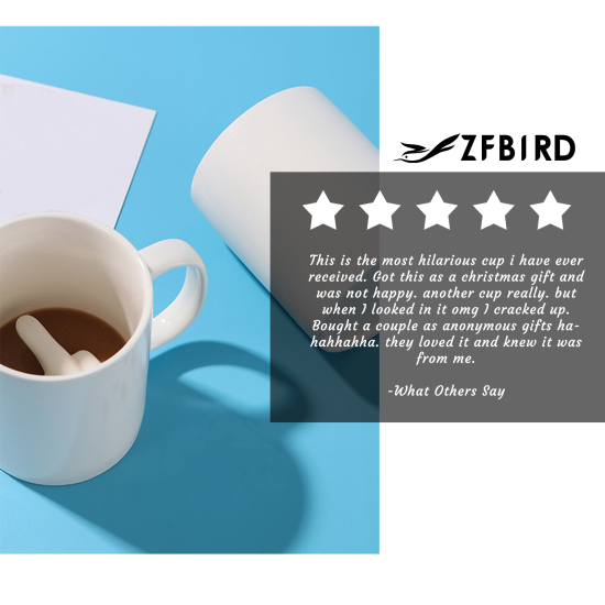 Middle Finger Cup Ceramic Novelty Coffee Mug with 3D Funny Middle Finger Inside for Christmas Birthday 350ml